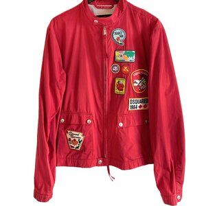 Dsquared2 Red Nylon Logo Patch Windbreaker